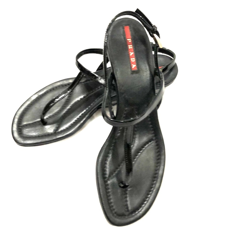 Black PRADA Thong Sandals